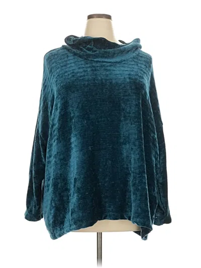Pre-owned Jjill Poncho In Blue