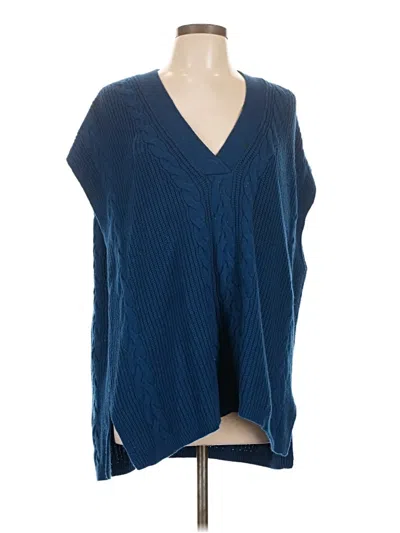 Pre-owned Jjill Poncho In Blue