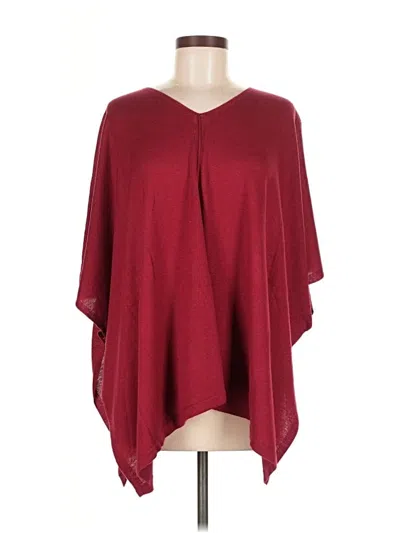 Pre-owned Jjill Poncho In Burgundy