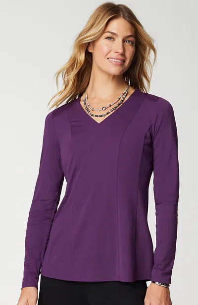 Jjill J.jill Ponte V-neck Top In Blackberry