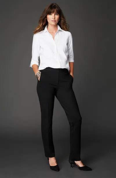 Jjill J.jill Ponte Welt-pockets Slim-leg Pants In Black