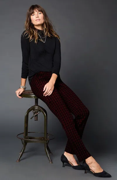 Jjill J.jill Ponte Welt-pockets Slim-leg Pants In Black Multi