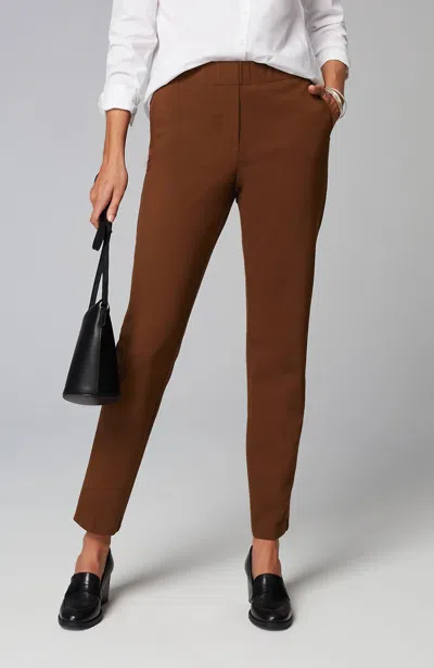 Jjill J.jill Ponte Welt-pockets Slim-leg Pants In Dark Nutmeg