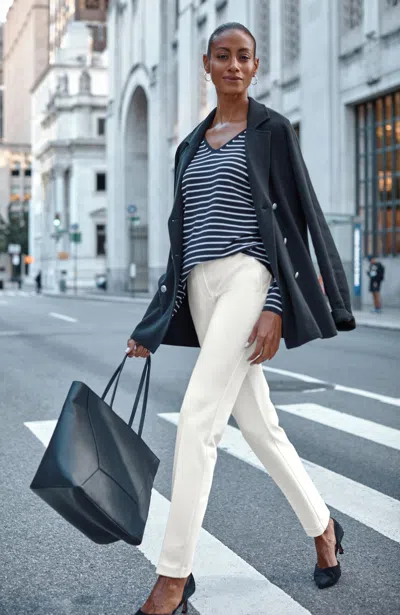 Jjill J.jill Ponte Welt-pockets Slim-leg Pants In Multi