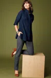 Jjill J.jill Ponte Welt-pockets Slim-leg Pants In True Navy,dark Grey Heather