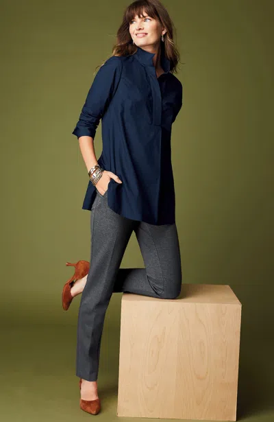 Jjill J.jill Ponte Welt-pockets Slim-leg Pants In True Navy,dark Grey Heather