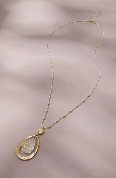 Jjill J.jill Pressed-flower Pendant Necklace In Goldtone Multi