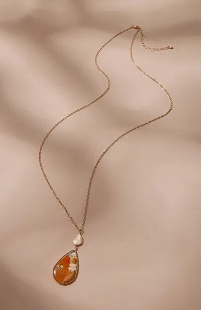 Jjill J.jill Pressed Leaves Pendant Necklace In Goldtone Multi
