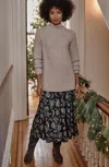 Jjill J.jill Printed A-line Midi Skirt In Black Sequin Jacobean
