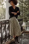 Jjill J.jill Printed A-line Midi Skirt In Light Toffee Abstract Animal
