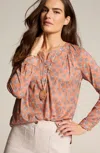 Jjill J.jill Printed Cotton Voile Top In Apple Blossom Floral Stamp