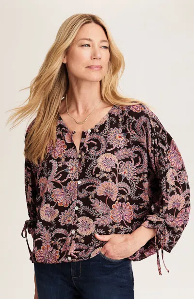 Jjill J.jill Printed Crinkle-textured Top