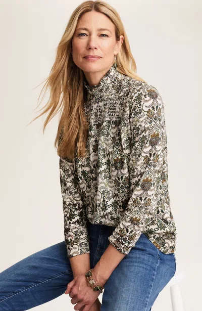 Jjill J.jill Printed Smocked-detail Top