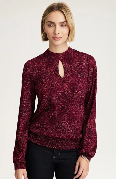Jjill J.jill Printed Smocked-hem Top