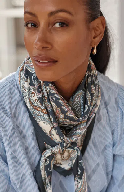 Jjill Printed Square Scarf In Classic Navy Multi