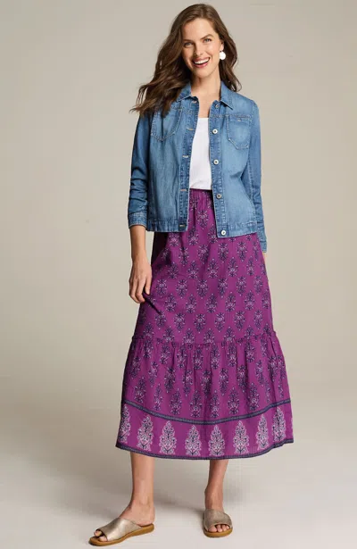 Jjill J.jill Printed Tiered Midi Skirt