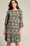 Jjill J.jill Pullover A-line Dress In Black Polished Botanical