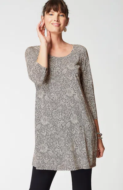 Jjill J.jill Pure Jill Ballet-sleeve Tunic In Barley Woodcut Vines