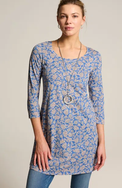 Jjill J.jill Pure Jill Ballet-sleeve Tunic In Blue Lake Effortless Vines