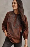 Jjill J.jill Pure Jill Beaded & Embroidered Top In Dark Rust Multi