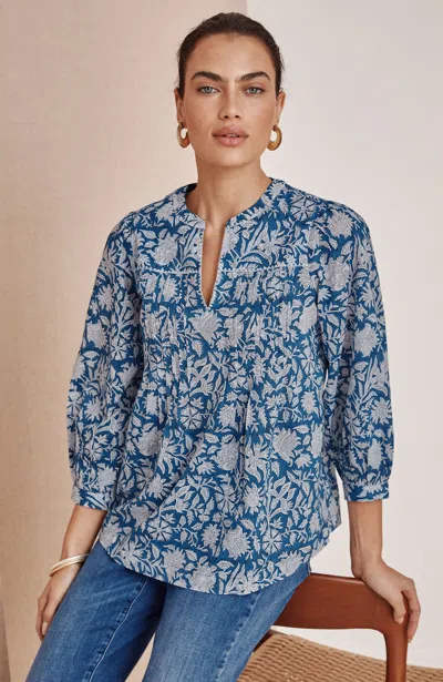 Jjill Pure Jill Block-printed Pintucked Top