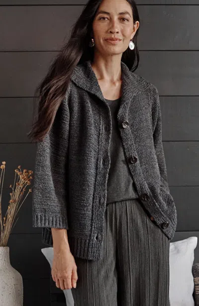 Jjill J.jill Pure Jill Button-front Cardi In Dark Charcoal Heather