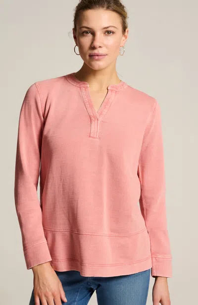 Jjill J.jill Pure Jill Contrast-stitched Top In Light Pink Champagne,coral Reef