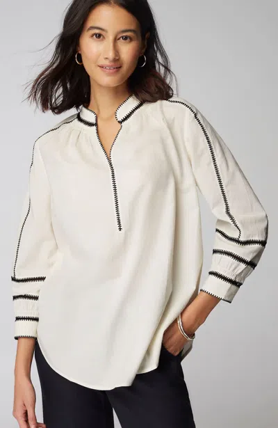 Jjill J.jill Pure Jill Contrast-trim Top In Cream,black