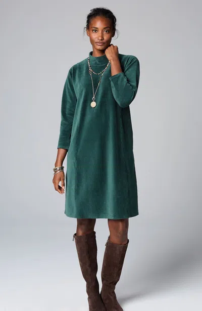 Jjill J.jill Pure Jill Corded-velour Dress In Dark Teal
