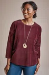 Jjill J.jill Pure Jill Corded Velour Pocket Top In Burgundy