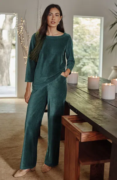 Jjill J.jill Pure Jill Corded-velour Wide-leg Pants In Dark Teal