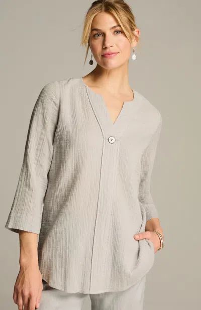 Jjill J.jill Pure Jill Cotton-gauze One-button Tunic