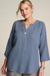 Jjill J.jill Pure Jill Cotton-gauze One-button Tunic In Light Dusk Blue