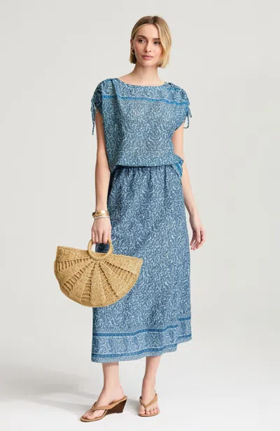 Jjill Pure Jill Cotton Voile Printed Skirt In Blue