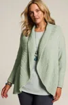 Jjill J.jill Pure Jill Curved-hem Cabled Cardi In Soft Pear Heather