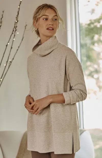 Jjill J.jill Pure Jill Diagonal Knit Mock-neck Tunic In Soft Mink Heather