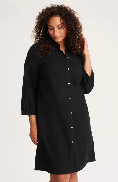 Jjill J.jill Pure Jill Dobby-textured Shirtdress In Black