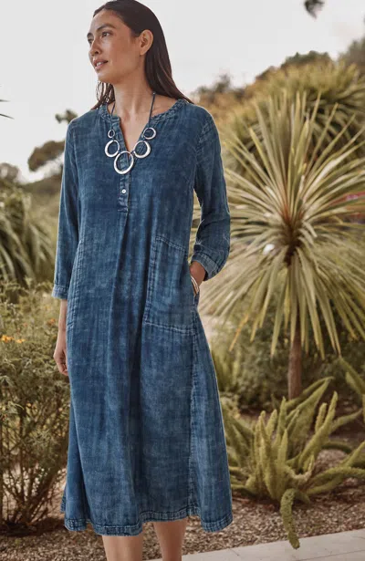Jjill J.jill Pure Jill Double-cloth Indigo Henley Dress