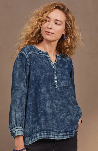 Jjill J.jill Pure Jill Double-cloth Indigo Top In Oak Bluff Wash