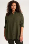 Jjill J.jill Pure Jill Double-cloth Shirttail-hem Tunic In Green