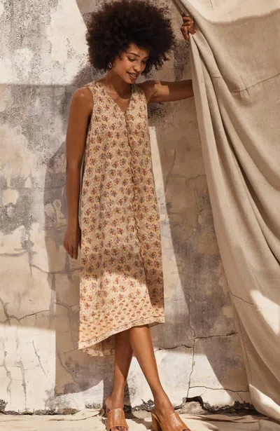 Jjill J.jill Pure Jill Elliptical Dress In Ginger Peach Mixed Floral Block