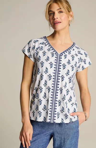 Jjill J.jill Pure Jill Embroidered Cap-sleeve Tee In White