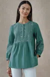 Jjill J.jill Pure Jill Embroidered Cotton Dobby Top In Green