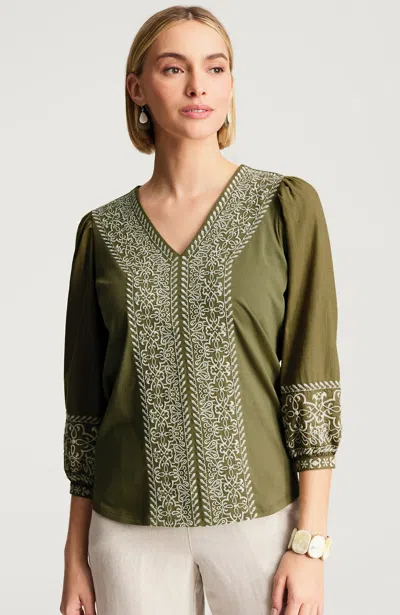 Jjill Pure Jill Embroidered Mixed-media Top