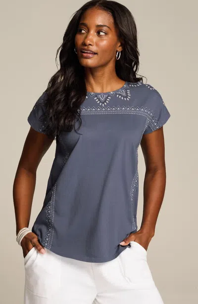 Jjill J.jill Pure Jill Geometrically Embroidered Tee In Multi