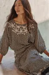 Jjill J.jill Pure Jill Hand-embroidered Top In Black Stamped Leaf