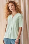 Jjill J.jill Pure Jill Hemp & Cotton Button-front Top In Pastel Blue