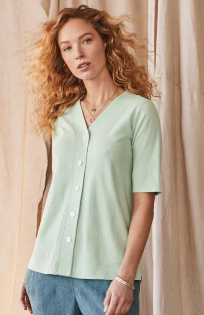Jjill J.jill Pure Jill Hemp & Cotton Button-front Top In Pastel Blue