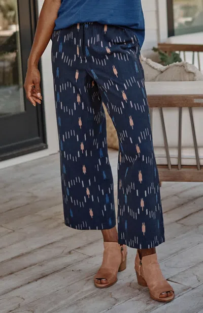 Jjill J.jill Pure Jill Ikat Wide-leg Crops In Blue Sea Multi