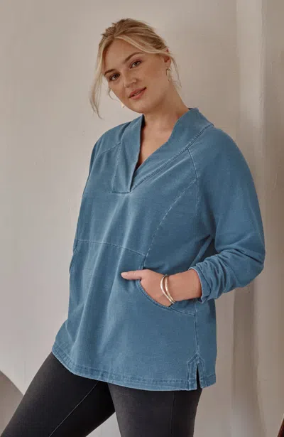 Jjill J.jill Pure Jill Indigo Front-pocket Top In Mulberry Wash